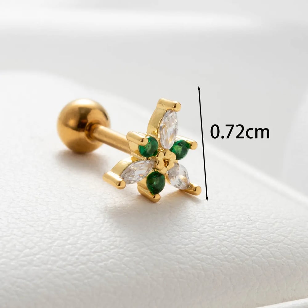 1 Piece Simple Series Simple Plant Titanium Steel No Plating Material Zircon Women Stud Earrings